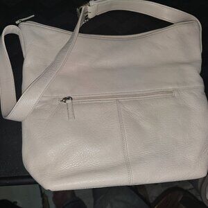Stone Mountain Genuine Leather Shoulder Bag--Soft Off-White